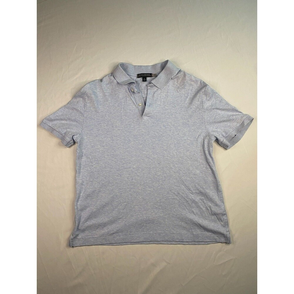Banana Republic Luxury Touch Performance Large Heathered Blue Polo Short Sleeved
